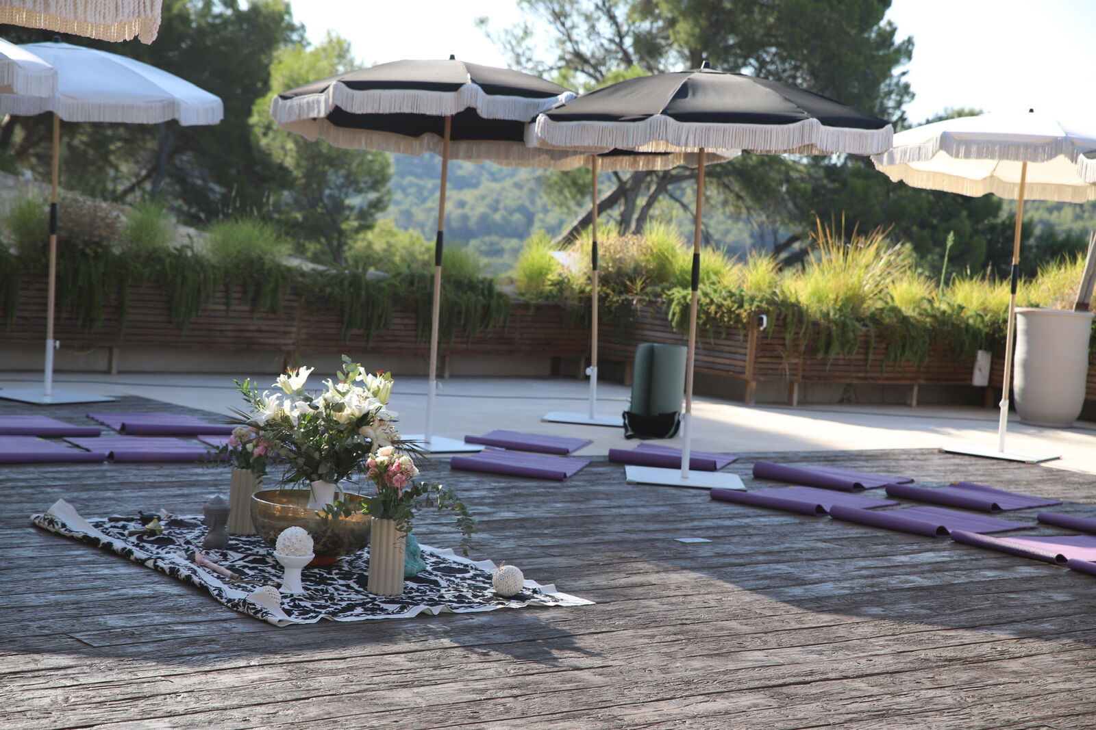 L’espace yoga sur la terrasse